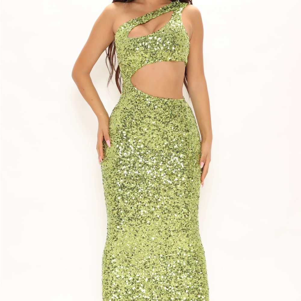 Fashion Nova Ibiza sequin maxi dress in lime